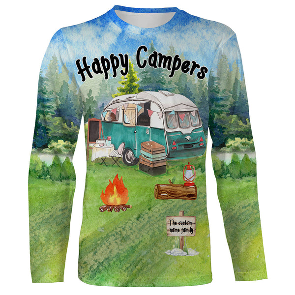 Happy camper camping shirt personalized custom family name