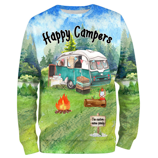 Happy camper camping shirt personalized custom family name