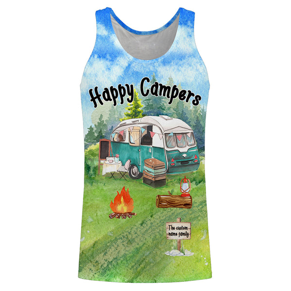 Happy camper camping shirt personalized custom family name