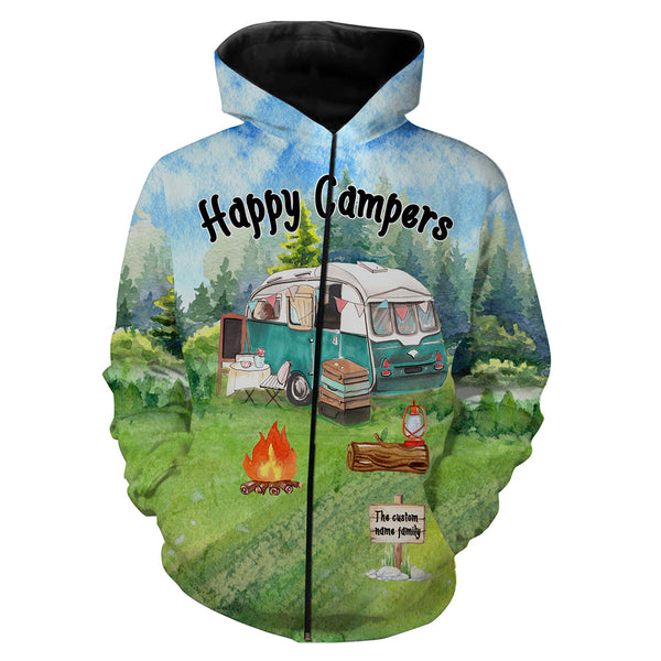 Happy camper camping shirt personalized custom family name