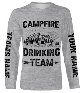 Campfire drinking team Tshirt funny camping party tee personalized long sleeve custom name and team name