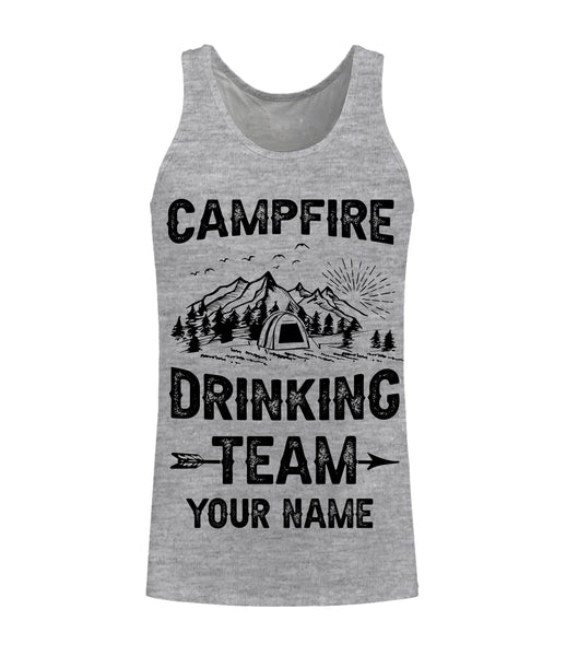 Campfire drinking team Tshirt funny camping party tee personalized long sleeve custom name and team name