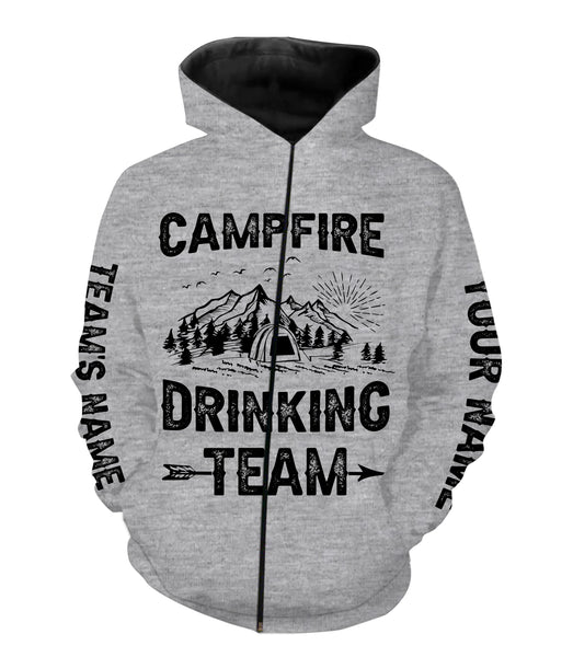 Campfire drinking team Tshirt funny camping party tee personalized long sleeve custom name and team name