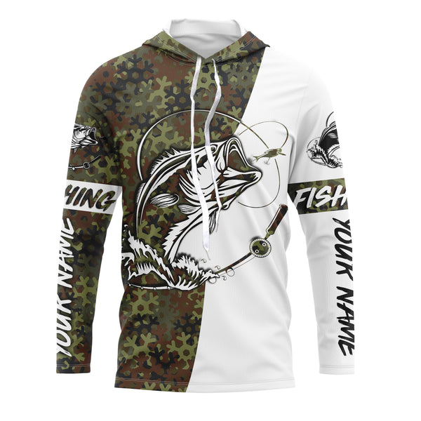 Personalized Bass Fishing Camo Long Sleeve Fishing Shirts, Bass Fishing Christmas gifts - IPHW1875