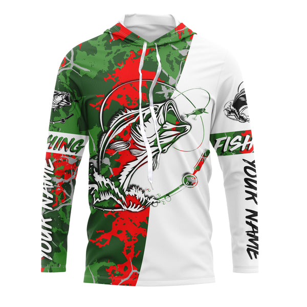 Personalized Bass Fishing Camo Long Sleeve performance Fishing Shirts, Bass Fishing Christmas gifts - IPHW1876