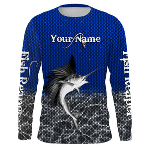 Sailfish Fishing Fish reaper Custom Long Sleeve performance Fishing Shirts, Sailfish Fishing jerseys | blue - IPHW1696