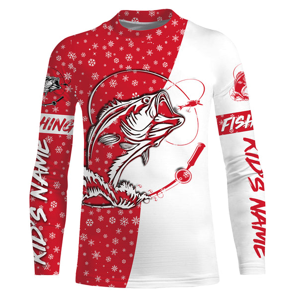 Bass Fishing Christmas Custom UV Protection Long Sleeve Fishing Shirts, Bass Fishing Christmas gifts - IPHW1711