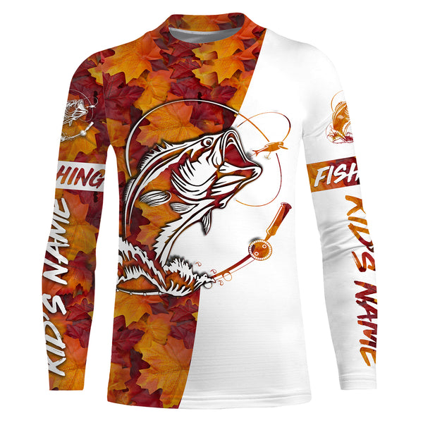 Autumn Bass Fishing Custom UV Long Sleeve performance Fishing Shirts, personalized Bass Fishing gifts - IPHW1712