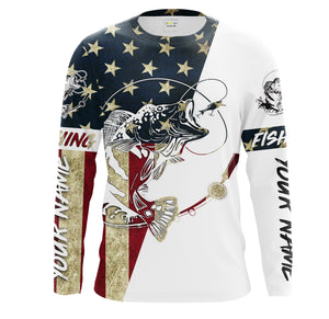 Peacock Bass  American Flag Custom Patriotic Long Sleeve Fishing Shirts, personalized Fishing  jerseys - IPHW1269