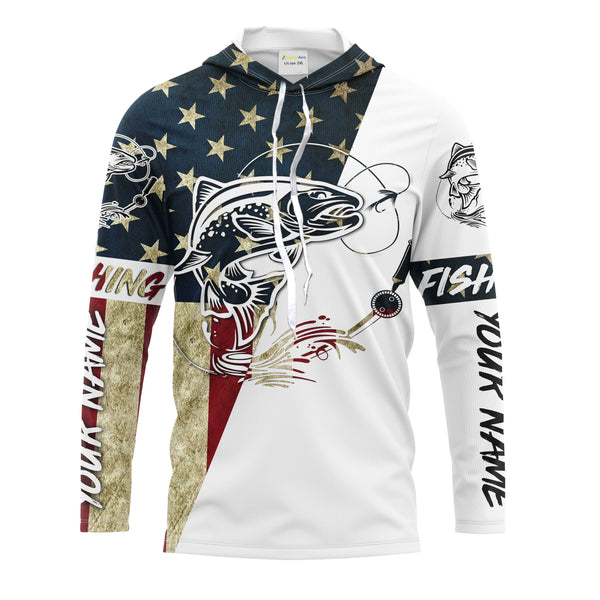 Trout Fish American Flag Custom UV Long Sleeve Fishing Shirts, Trout Fishing jerseys Patriotic Fishing apparel - IPHW1594