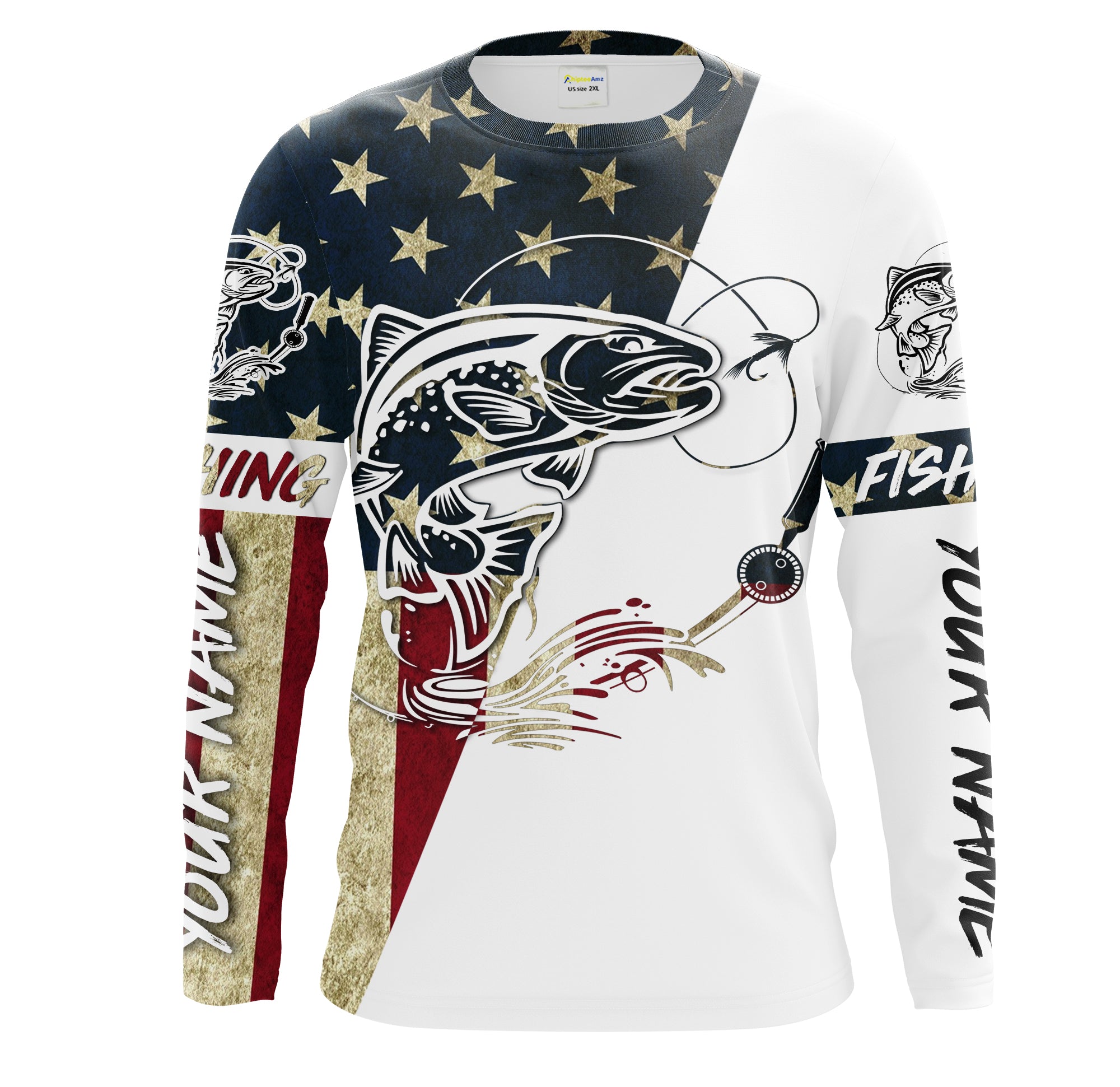 Trout Fish American Flag Custom UV Long Sleeve Fishing Shirts, Trout Fishing jerseys Patriotic Fishing apparel - IPHW1594