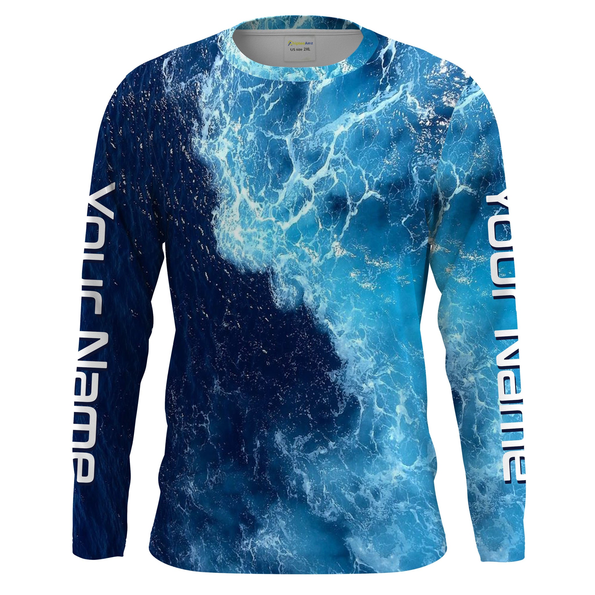 Beautiful Custom Saltwater Long sleeve Fishing Shirts UV Protection, Sea wave camo Fishing Shirts - IPHW1331