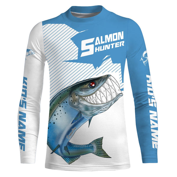 Angry Chinook King Salmon Custom Long sleeve Fishing Shirts, Salmon hunter Fishing jerseys IPHW3319