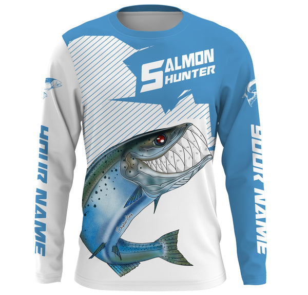 Angry Chinook King Salmon Custom Long sleeve Fishing Shirts, Salmon hunter Fishing jerseys IPHW3319