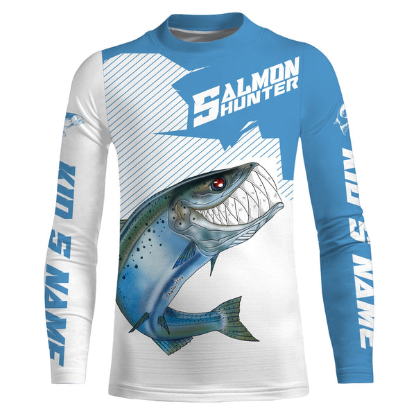 Angry Chinook King Salmon Custom Long sleeve Fishing Shirts, Salmon hunter Fishing jerseys IPHW3324