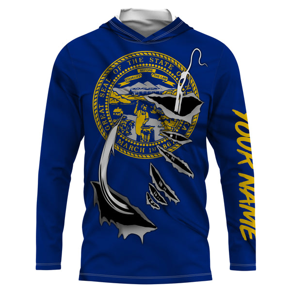 Nebraska Flag 3D Fish Hook UV Protection Custom Long Sleeve performance Fishing Shirts IPHW496