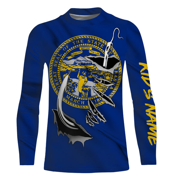 Nebraska Flag 3D Fish Hook UV Protection Custom Long Sleeve performance Fishing Shirts IPHW496