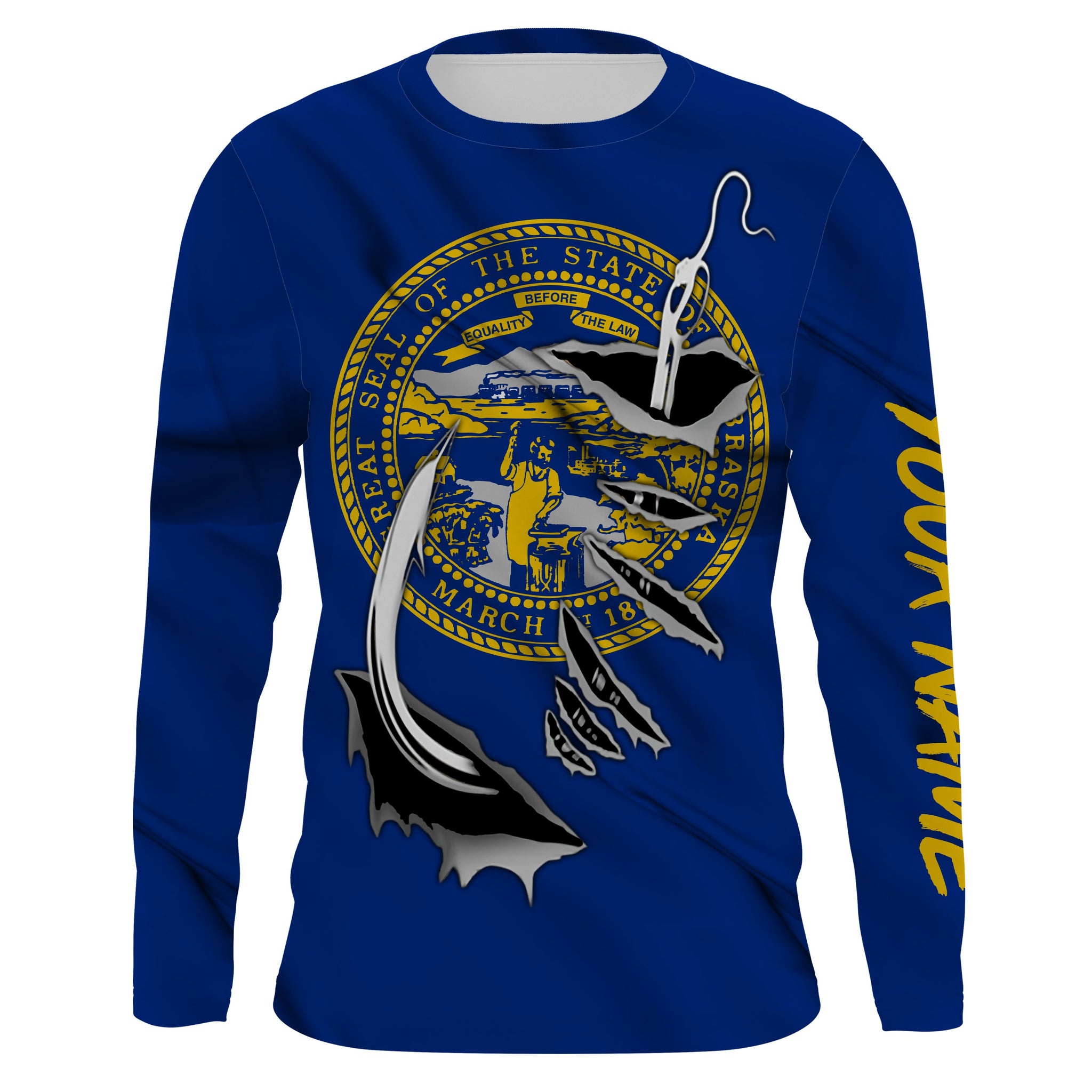 Nebraska Flag 3D Fish Hook UV Protection Custom Long Sleeve performance Fishing Shirts IPHW496