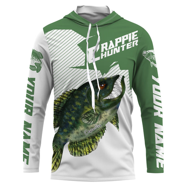 Angry Crappie Custom Long sleeve performance Fishing Shirts, Crappie hunter Fishing jerseys IPHW3328