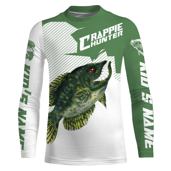 Angry Crappie Custom Long sleeve performance Fishing Shirts, Crappie hunter Fishing jerseys IPHW3328