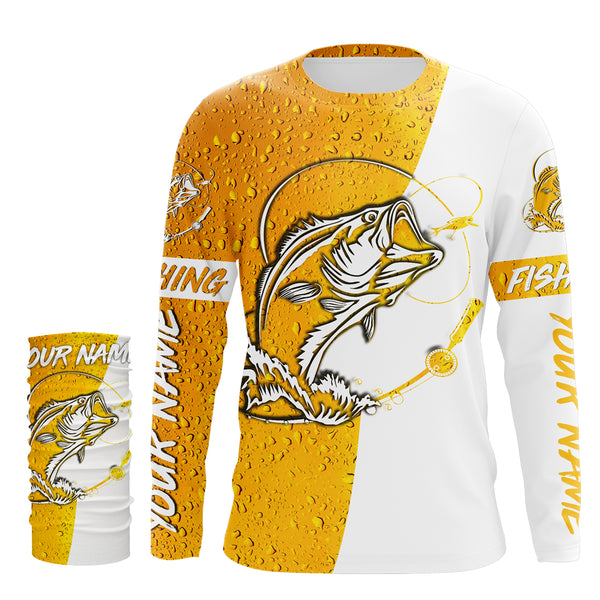 Fishing and beer Bass Fishing Custom Long Sleeve performance Fishing Shirts, Bass Fishing jerseys - IPHW1792