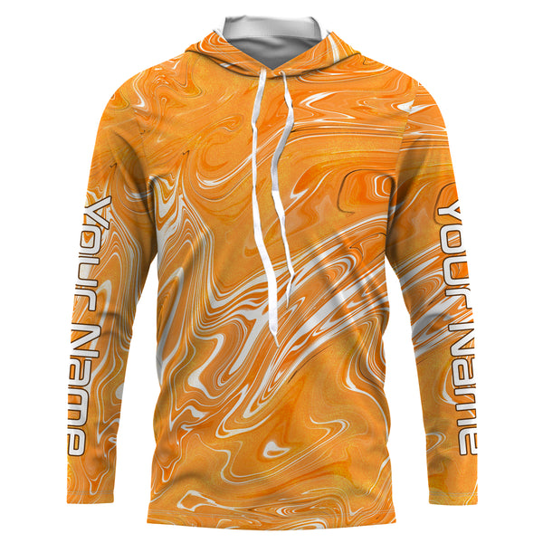 Fall Orange Sea wave camo Custom Long Sleeve performance Fishing Shirts, Autumn Fishing jerseys - IPHW1793