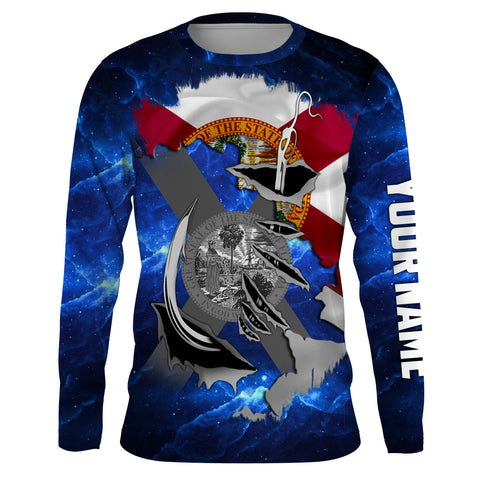 FL Fishing Fish Hook Florida Flag UV protection Custom long sleeves Patriotic fishing apparel gifts - NQS3659