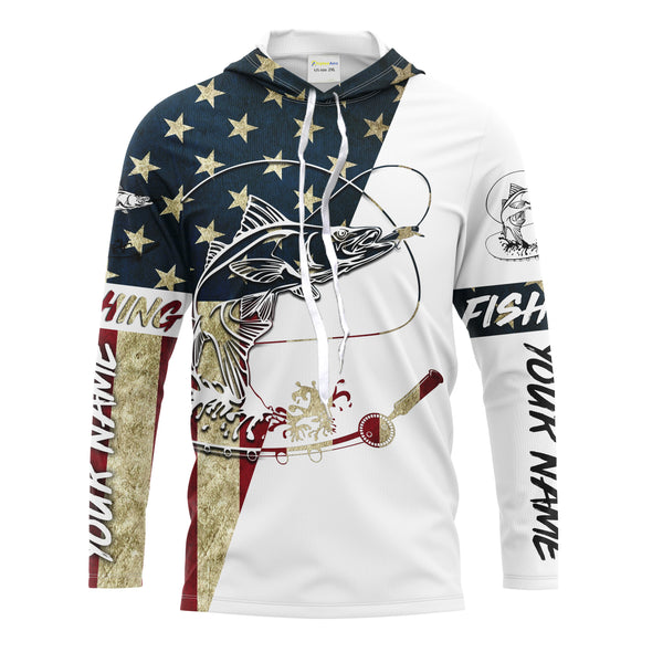 Snook Fishing American Flag Custom UV Long Sleeve Fishing Shirts, personalized Patriotic Fishing gifts - IPHW1612