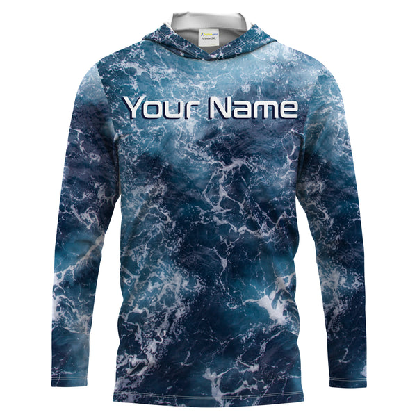 Sea camo Fishing Custom UV Long Sleeve Fishing Shirts, Saltwater Fishing Shirts - IPHW877