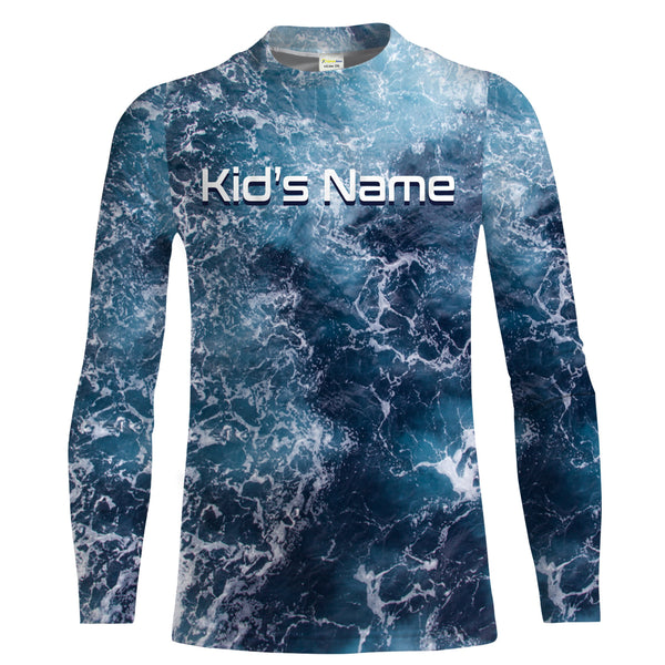 Sea camo Fishing Custom UV Long Sleeve Fishing Shirts, Saltwater Fishing Shirts - IPHW877