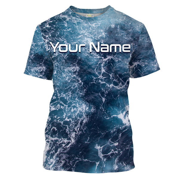 Sea camo Fishing Custom UV Long Sleeve Fishing Shirts, Saltwater Fishing Shirts - IPHW877