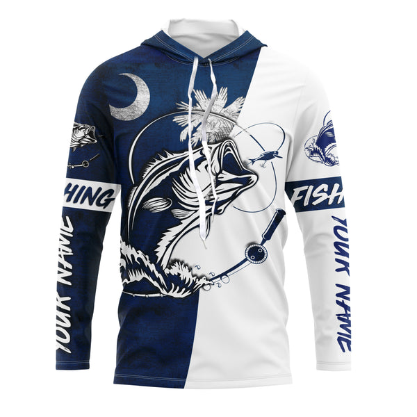 South Carolina Bass Fishing SC Flag Custom Long Sleeve Fishing Shirts, Bass fishing jerseys IPHW2928