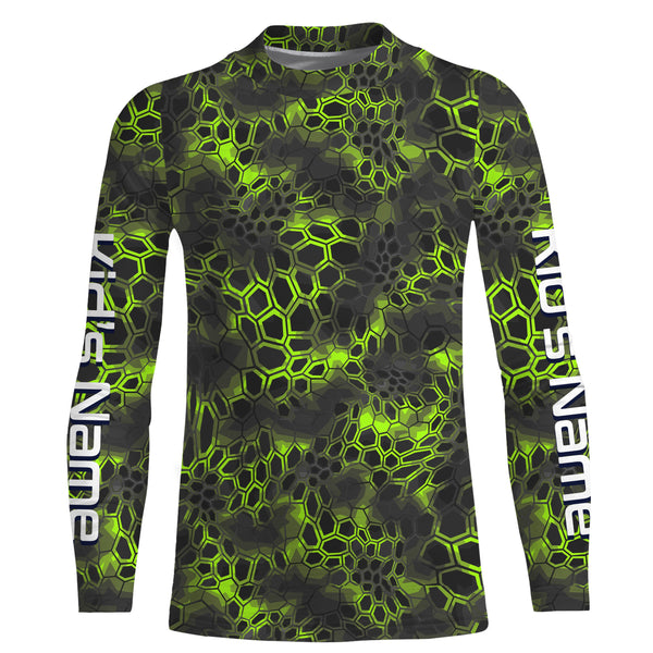 Green camo Custom Long Sleeve performance Fishing Shirts, UV Protection Fishing jerseys - IPHW2210