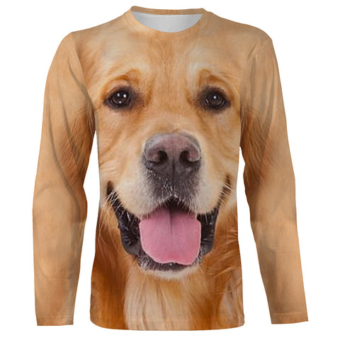 Golden Retriever Dog face photo All over print Shirts, Dog Shirts for humans IPHW2574