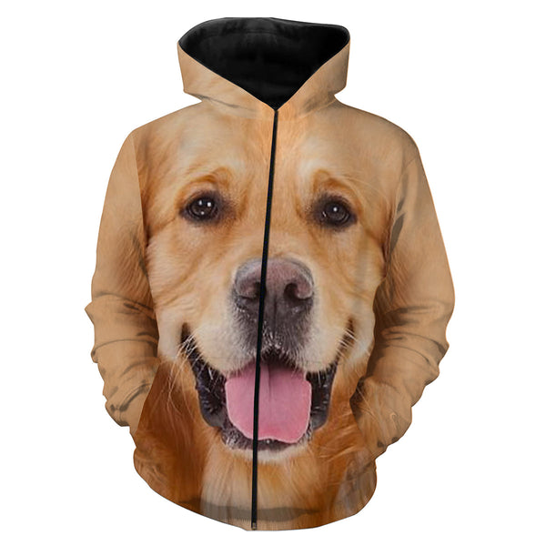 Golden Retriever Dog face photo All over print Shirts, Dog Shirts for humans IPHW2574