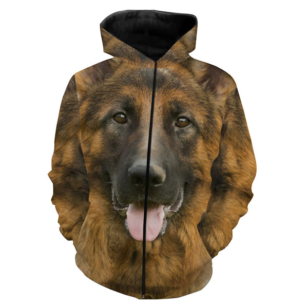 German Shepherd Dog face photo All over print Shirts, Dog Shirts for humans, Dog lovers gifts IPHW2590