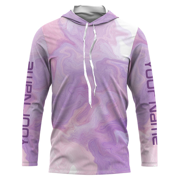 Beautiful purple Tie dye camo Womens Long sleeve Fishing Shirts, Personalized UV Protection Women Fishing apparel - IPHW1724