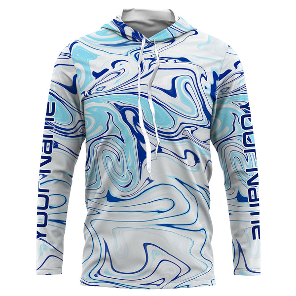 Custom Saltwater Long sleeve Fishing Shirts UV Protection, Sea wave camo Fishing Shirts - IPHW1728