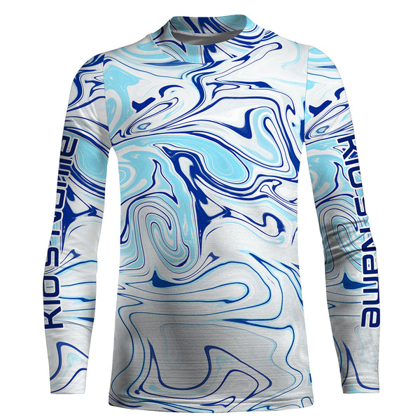 Custom Saltwater Long sleeve Fishing Shirts UV Protection, Sea wave camo Fishing Shirts - IPHW1728