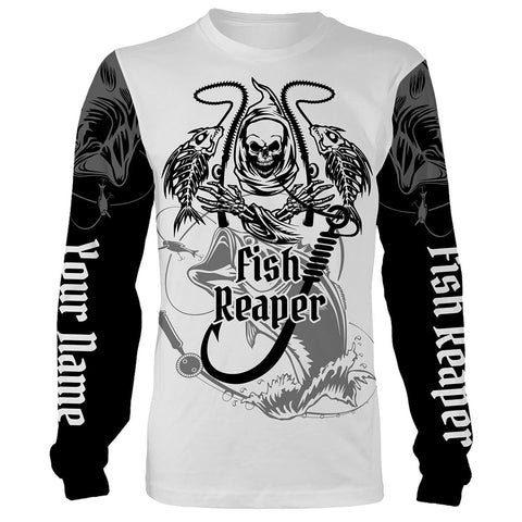 Fish Reaper Bass Fishing Custome Name 3D All Over Printed Shirts Personalized Fishing gift For Adult And Kid NQS345