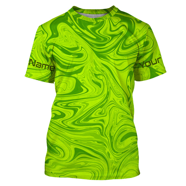 Lime green wave camo Custom UV Protection Long sleeve performance Fishing Shirts, Fishing jerseys - IPHW1736