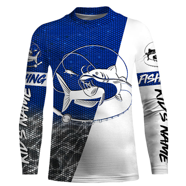 Catfish Fishing Custom Long Sleeve performance Fishing Shirts, personalized Fishing gifts for men, women and kids - IPHW2061