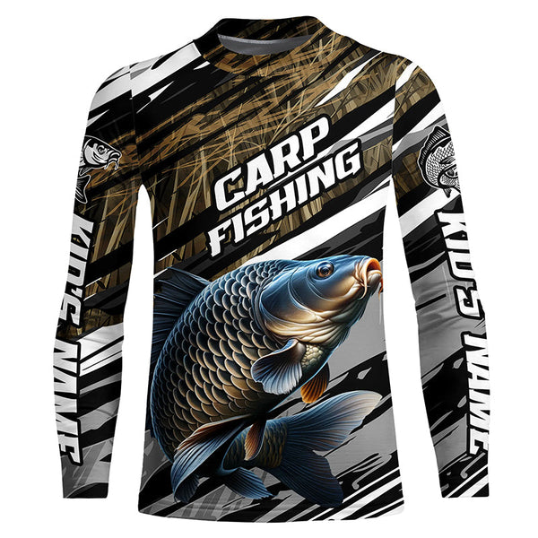 Carp Fishing Grass Camo Custom Long Sleeve Shirts, Carp Uv Fishing Jerseys IPHW6082