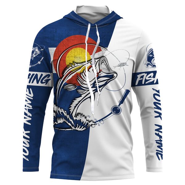 Personalized Colorado flag Bass Fishing Shirts, CO Bass Fishing jerseys, patriotic Fishing gifts IPHW2981