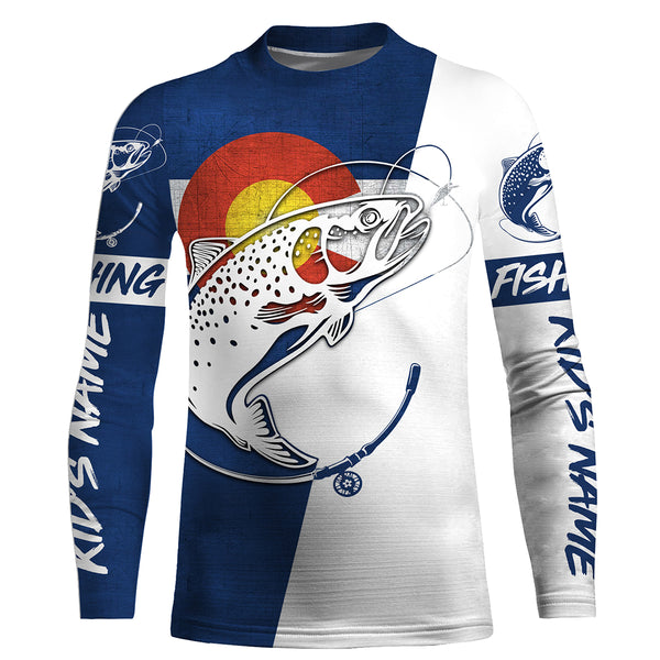 Custom Colorado flag Rainbow Trout Fishing Shirts, CO Trout Fishing jerseys, patriotic Fishing gifts IPHW2983