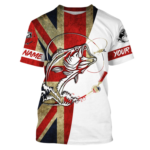 UK Flag Bass Fishing Custom long sleeve performance Fishing Shirts, Bass Fishing jerseys IPHW2867