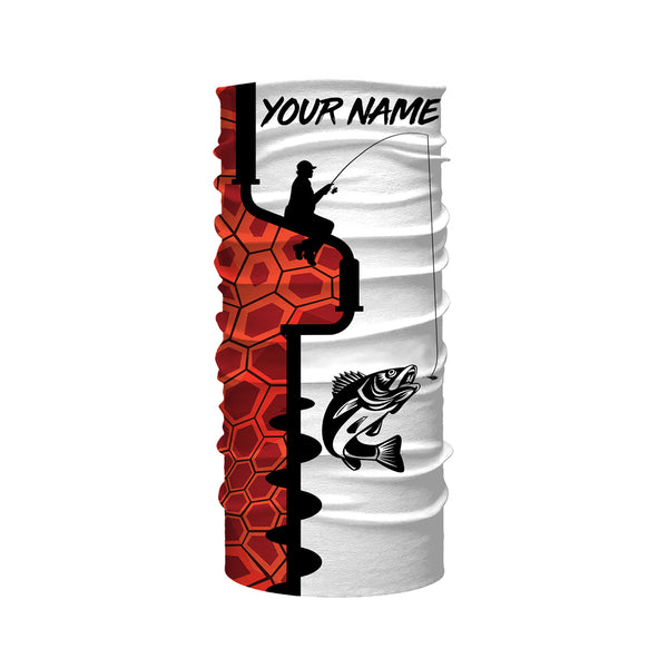 Walleye Ice Fishing Custom UV Long Sleeve performance Fishing Shirts | orange camo - IPHW2351
