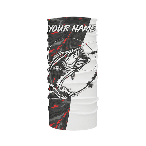 Personalized Bass Fishing Jerseys, Largemouth Bass Tournament Fishing Shirts | Red And Black Camo IPHW3992