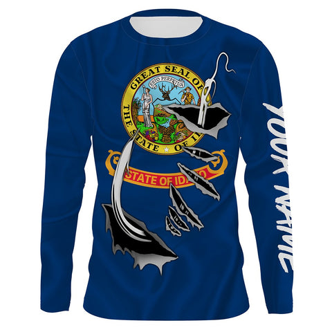 Idaho Flag 3D Fish Hook UV Protection Custom Long Sleeve performance Fishing Shirts IPHW488