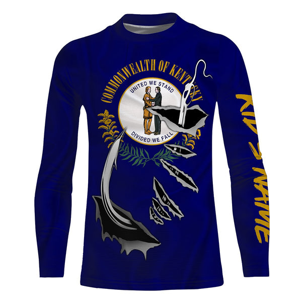 Kentucky Flag 3D Fish Hook UV Protection Custom Long Sleeve performance Fishing Shirts IPHW491